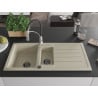 Mexen Andres Granitspüle 1,5-Becken mit Abtropffläche und Küchenarmatur Aster, beige - 6515-69-73450-07-B