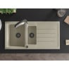 Mexen Andres Granitspüle 1,5-Becken mit Abtropffläche und Küchenarmatur Aster, beige - 6515-69-73450-07-B