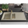 Mexen Andres Granitspüle 1,5-Becken mit Abtropffläche und Küchenarmatur Aster, beige - 6515-69-73450-57-G