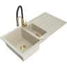 Mexen Andres Granitspüle 1,5-Becken mit Abtropffläche und Küchenarmatur Aster, beige - 6515-69-73450-57-G