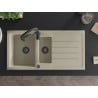 Mexen Andres Granitspüle 1,5-Becken mit Abtropffläche und Küchenarmatur Aster, beige - 6515-69-73450-70-B