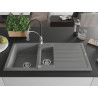 Mexen Andres 1,5-Kammer Granitspüle mit Abtropffläche und Küchenarmatur Aster, grau - 6515-71-73450-07