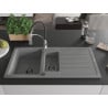 Mexen Andres Granitspüle 1,5-Becken mit Abtropffläche und Küchenarmatur Aster, grau - 6515-71-73450-07-B