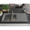 Mexen Andres Granitspüle 1,5-becken mit Abtropffläche und Küchenarmatur Aster, grau - 6515-71-73450-57-G