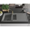 Mexen Andres Granitspüle 1,5-Becken mit Abtropffläche und Küchenarmatur Aster, grau - 6515-71-73450-57-B