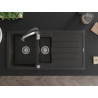 Mexen Andres granitspüle 1,5-becken mit abtropffläche und küchenarmatur Aster, schwarz/goldmetallik - 6515-75-73450-07