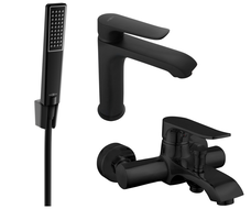 Mexen Pecos R72 Badewannen-Set, schwarz - 72703R72-70