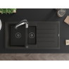 Mexen Andres Granitspüle 1,5-Kammer mit Abtropffläche und Küchenarmatur Aster, schwarz/goldener Metallic - 6515-75-73450-07-B
