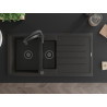Mexen Andres Granitspüle 1,5-fach mit Abtropffläche und Küchenarmatur Aster, schwarz/gold metallisch - 6515-75-73450-70-B