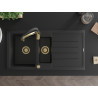 Mexen Andres Granitspüle 1,5-Bowl mit Abtropffläche und Küchenarmatur Aster, schwarz - 6515-77-73450-57-G