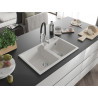 Mexen Tomas 2-Becken Granitspüle mit Küchenarmatur Aster, weiß - 6516-20-73450-07