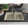 Mexen Tomas Granitspüle 2-Kammer mit Küchenarmatur Aster, beige - 6516-69-73450-07