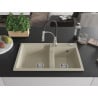 Mexen Tomas Granitspüle mit 2 Becken und Küchenarmatur Aster, beige - 6516-69-73450-07