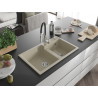Mexen Tomas Granitspüle 2-Kammer mit Küchenarmatur Aster, beige - 6516-69-73450-07