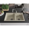 Mexen Tomas Granit-Spülbecken 2-Kammer mit Küchenarmatur Aster, beige - 6516-69-73450-07-B
