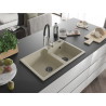 Mexen Tomas Granit-Spülbecken 2-Kammer mit Küchenarmatur Aster, beige - 6516-69-73450-07-B