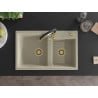 Mexen Tomas Granitspüle 2-Becken mit Küchenarmatur Aster, beige - 6516-69-73450-57-G