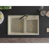Mexen Tomas Granitspüle 2-Kammer mit Küchenarmatur Aster, beige - 6516-69-73450-57-G