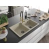 Mexen Tomas Granitspüle 2-Kammer mit Küchenarmatur Aster, beige - 6516-69-73450-57-B