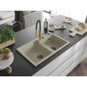 Mexen Tomas granitspüle mit 2 Becken und Küchenarmatur Aster, beige - 6516-69-73450-57-B