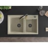 Mexen Tomas Granitspüle 2-Kammer mit Küchenarmatur Aster, beige - 6516-69-73450-57-B