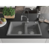 Mexen Tomas 2-Becken Granitspüle mit Küchenarmatur Aster, grau - 6516-71-73450-07