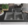 Mexen Tomas Granitspüle 2-Kammer mit Küchenarmatur Aster, grau - 6516-71-73450-07