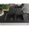 Mexen Tomas Granitspüle 2-Kammer mit Küchenarmatur Aster, schwarz/goldfarben metallic - 6516-75-73450-70-B