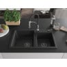 Mexen Tomas Granitspüle 2-Becken mit Küchenarmatur Aster, schwarz - 6516-77-73450-07-B