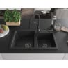 Mexen Tomas Granitspüle 2-Kammern mit Küchenarmatur Aster, schwarz - 6516-77-73450-70-B