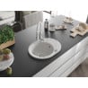 Mexen Kevin Granitspüle 1-Becken mit Abtropffläche und Küchenarmatur Aster, weiß - 6517-20-73450-02