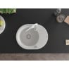 Mexen Kevin Granitspüle 1-Becken mit Abtropffläche und Küchenarmatur Aster, weiß - 6517-20-73450-02