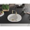 Mexen Kevin Granitspüle 1-becken mit Abtropffläche und Küchenarmatur Aster, weiß - 6517-20-73450-57-G