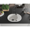 Mexen Kevin granitspüle 1-becken mit Abtropffläche und Küchenarmatur Aster, weiß - 6517-20-73450-70-B