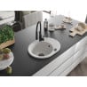 Mexen Kevin granitspüle 1-becken mit Abtropffläche und Küchenarmatur Aster, weiß - 6517-20-73450-70-B