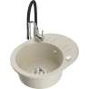 Mexen Kevin Granitspüle 1-Becken mit Abtropffläche und Küchenarmatur Aster, beige - 6517-69-73450-07