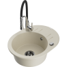 Mexen Kevin Granitspüle 1-beckig mit Abtropffläche und Küchenarmatur Aster, beige - 6517-69-73450-07-B