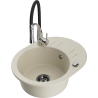 Mexen Kevin granitspüle einbecken mit abtropffläche und küchenarmatur Aster, beige - 6517-69-73450-07-B