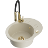 Mexen Kevin Granitspüle 1-beckig mit Abtropffläche und Küchenarmatur Aster, beige - 6517-69-73450-57-G
