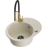 Mexen Kevin Granitspüle 1-beckig mit Abtropffläche und Küchenarmatur Aster, beige - 6517-69-73450-57-B