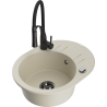 Mexen Kevin Granitspüle ein Becken mit Abtropffläche und Küchenarmatur Aster, Beige - 6517-69-73450-70-B