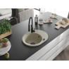 Mexen Kevin Granitspüle ein Becken mit Abtropffläche und Küchenarmatur Aster, Beige - 6517-69-73450-70-B