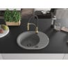 Mexen Kevin Granitspüle 1-becken mit Abtropffläche und Küchenarmatur Aster, grau - 6517-71-73450-57-B