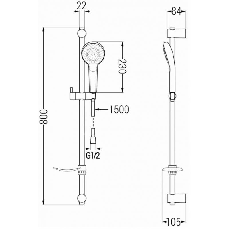 Mexen Pecos DF05 Badewannen-Set, Chrom - 72713DF05-00