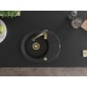 Mexen Kevin Granitspüle 1-beckig mit Abtropffläche und Küchenarmatur Aster, schwarz/silber metallic - 6517-73-73450-57-G