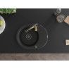 Mexen Kevin Granitspüle 1-beckig mit Abtropffläche und Küchenarmatur Aster, schwarz/silber metallic - 6517-73-73450-57-B
