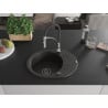 Mexen Kevin Granitspüle mit 1 Becken, Abtropffläche und Küchenarmatur Aster, schwarz/goldenes Metallic - 6517-75-73450-07-B