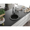 Mexen Kevin Granitspüle 1-Becken mit Abtropffläche und Küchenarmatur Aster, schwarz/gold metallic - 6517-75-73450-70-B