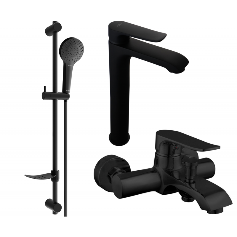 Mexen Pecos DF05 Badewannen-Set, schwarz - 72713DF05-70
