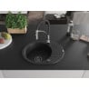Mexen Kevin Granitspüle mit 1 Becken, Abtropffläche und Küchenarmatur Aster, schwarz - 6517-77-73450-07-B